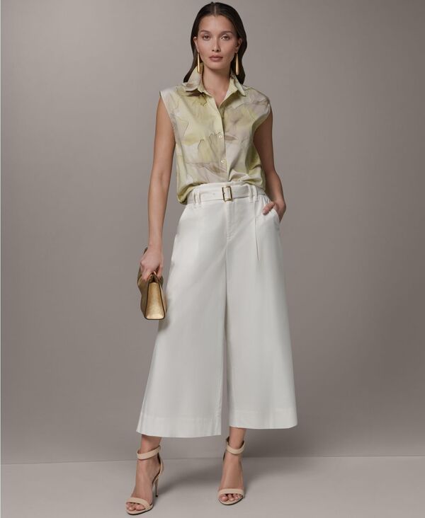 ダナ キャラン ニューヨーク レディース ボトムス カジュアルパンツ ワイドレッグ プリーツ Donna Karanew York Womens Pleated Wide Leg Cropants W