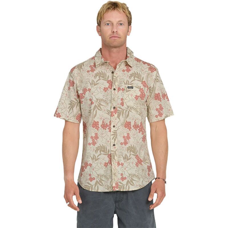 クイックシルバー メンズ トップス シャツ 半袖 Quiksilver Jetty Bloom Classic Stretch ShortSleeve Shirt Mens Bone White ホワ