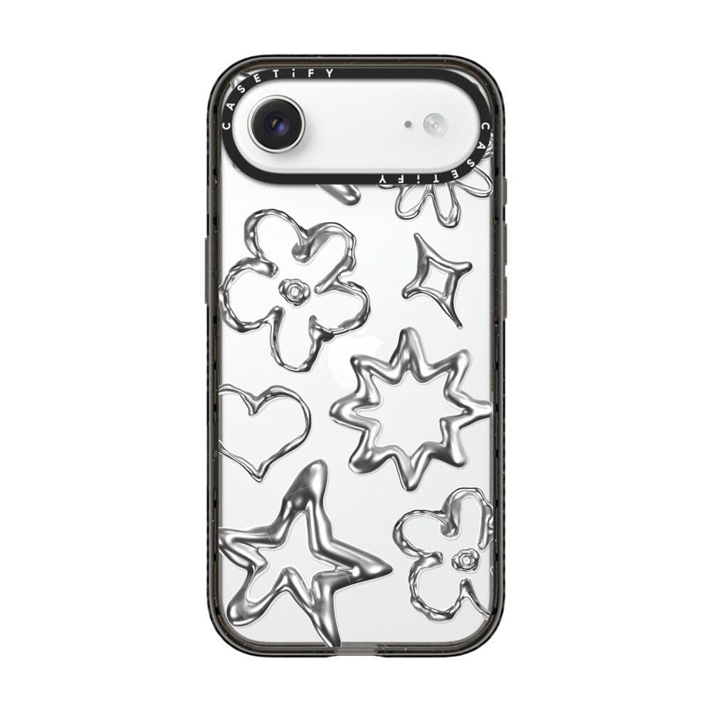 CASETiFY インパクト iPhone Air ケース [薄型 軽量/耐衝撃/米軍MIL規格] - Chrome Doodle - ブラック