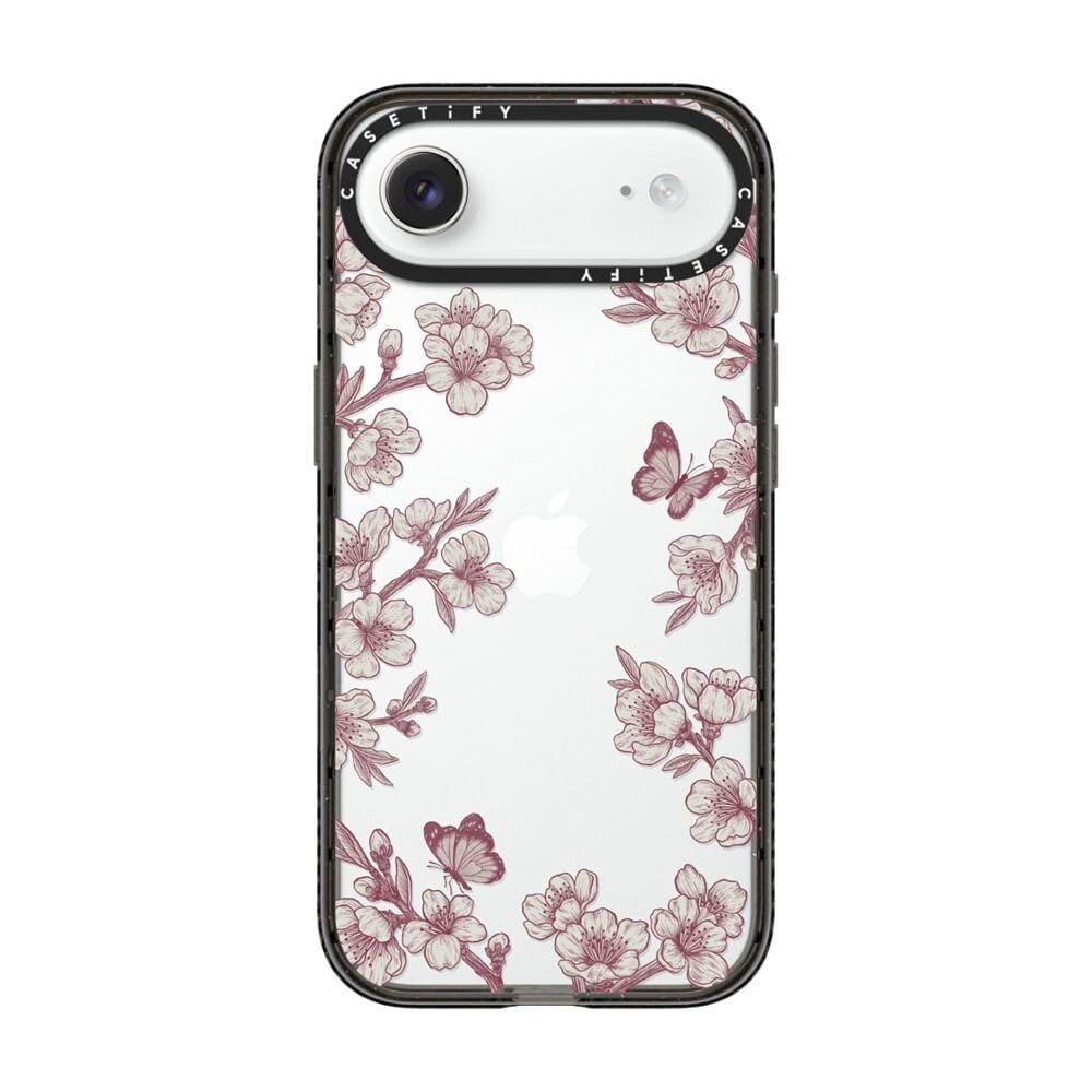 CASETiFY インパクト iPhone Air ケース [薄型 軽量/耐衝撃/米軍MIL規格] - Pink Sakura Garden - ブラック