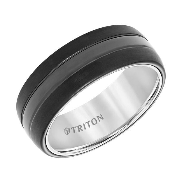 トリトン レディース アクセサリー 指輪 サテン Triton 8MM Tungsten Carbide Band with Satin Finish Center and Black Interio