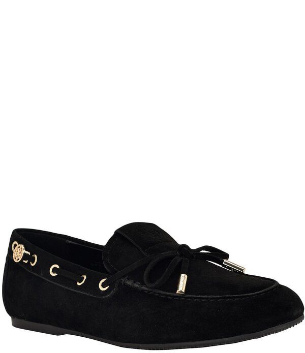 ゲス レディース シューズ パンプスエード ローファー Guess Aisha Suede Boat Loafers Black ブラック