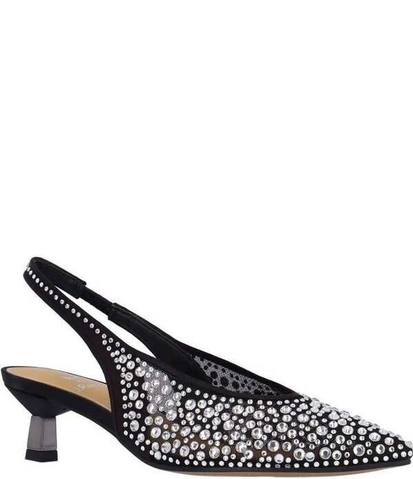 ジェイレニー レディース シューズ ヒール メッシュ J Renee Tressa Rhinestone Mesh Slingbackitten Heel Dress Pumps Black ブラック