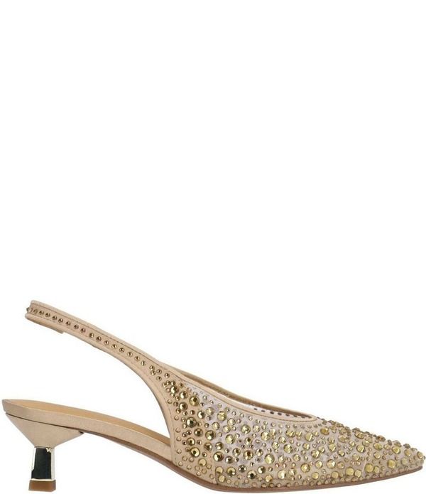 ジェイレニー レディース シューズ ヒール メッシュ J Renee Tressa Rhinestone Mesh Slingbackitten Heel Dress Pumps Beige ベージュ