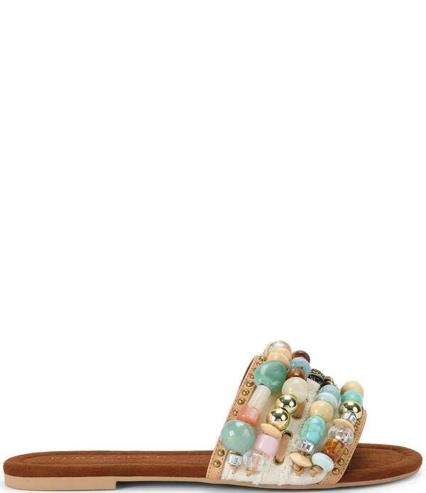 カートジェイガーロンドン レディース シューズ パンプス サンダル Kurt Geiger London Southbank Beaded Ornament Slide Sandals Tan Com
