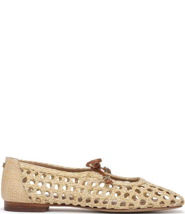 サムエデルマン レディース シューズ パンプス Sam Edelman Marcie Woven Raffia Bow Ballet Flats Bleached Beechwood