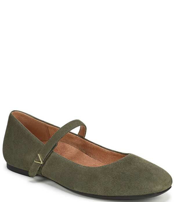 バイオニック レディース シューズ パンプスエード Vionic Alameda Suede Mary Jane Flats Dark Olive オリーブ