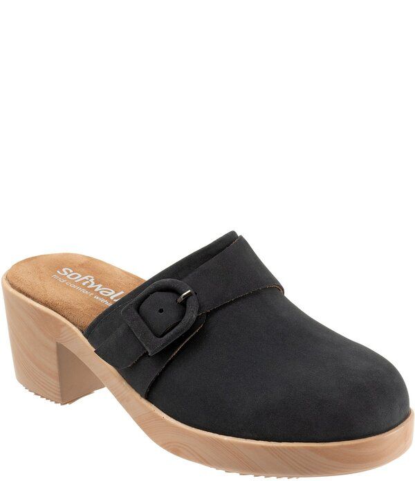 ソフトウォーク レディース シューズ サンダル スエード SoftWalk Ferrara Nubuck Suede Clogs Navy ネイビー