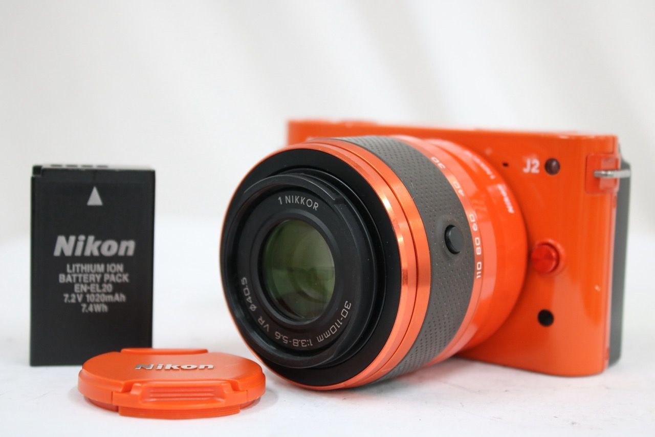 【返品保証】 【シャッター7627回】ニコン Nikon 1 J2 オレンジ 30-110mm F3.8-5.6 VR ミラーレス一眼 e14504
