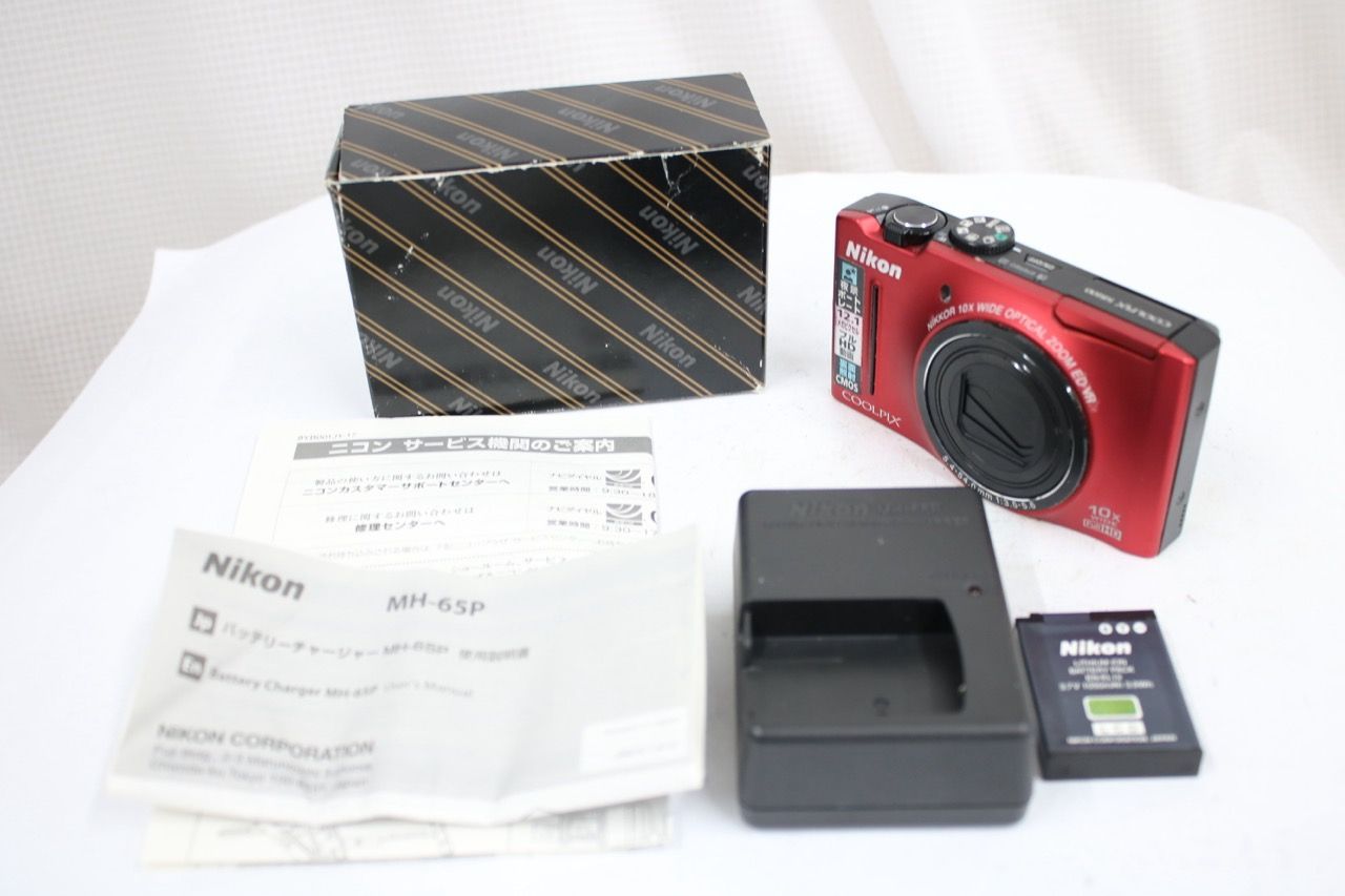 【返品保証】 ニコン Nikon COOLPIX S8100 10x レッド バッテリー チャージャー付き コンパクトデジタルカメラ e14482