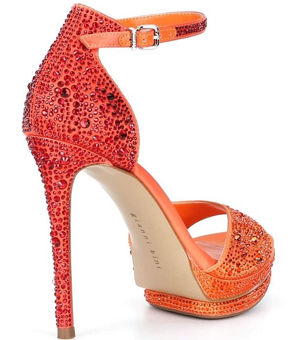 ジャンビニ レディース シューズ サンダル プラットフォーム Gianni Bini Nessie Fourhinestone Platform Dressandals Orange Spritz オ