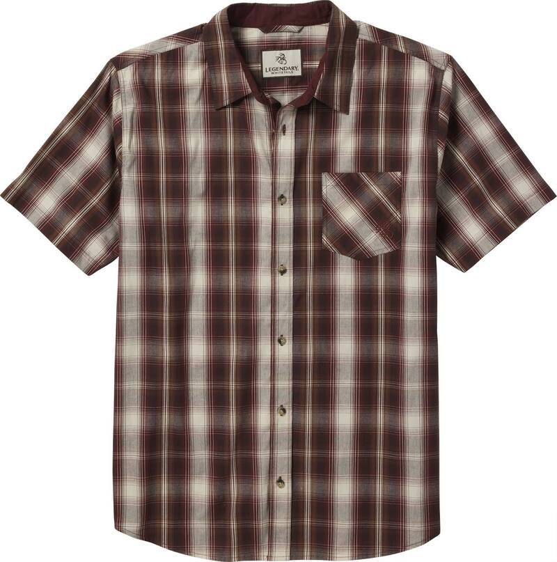 レジェンダリーホワイトテイルズ レディース トップス Tシャツ Mens Legendary Whitetails Poplin Short Sleeve Button Up Shirt Red Mo