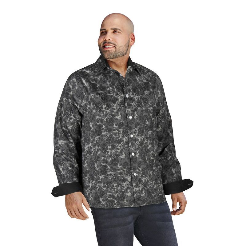 キングサイズ レディース トップス Tシャツ トール KingSize Mens Big Tall The NoTuck Casual Shirt Black Paisley ブラック