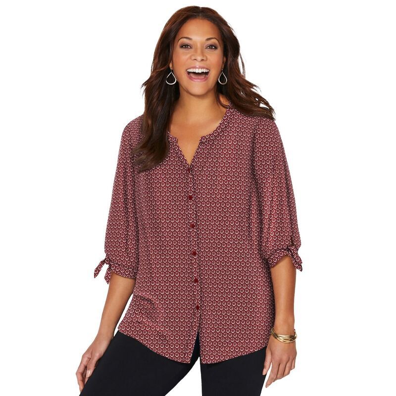 キャサリンズ レディース トップス シャツ ジョーゼット プラスサイズ ブラウス Catherines Womens Plusize Georgette Buttonfrontie Sleeve Ca