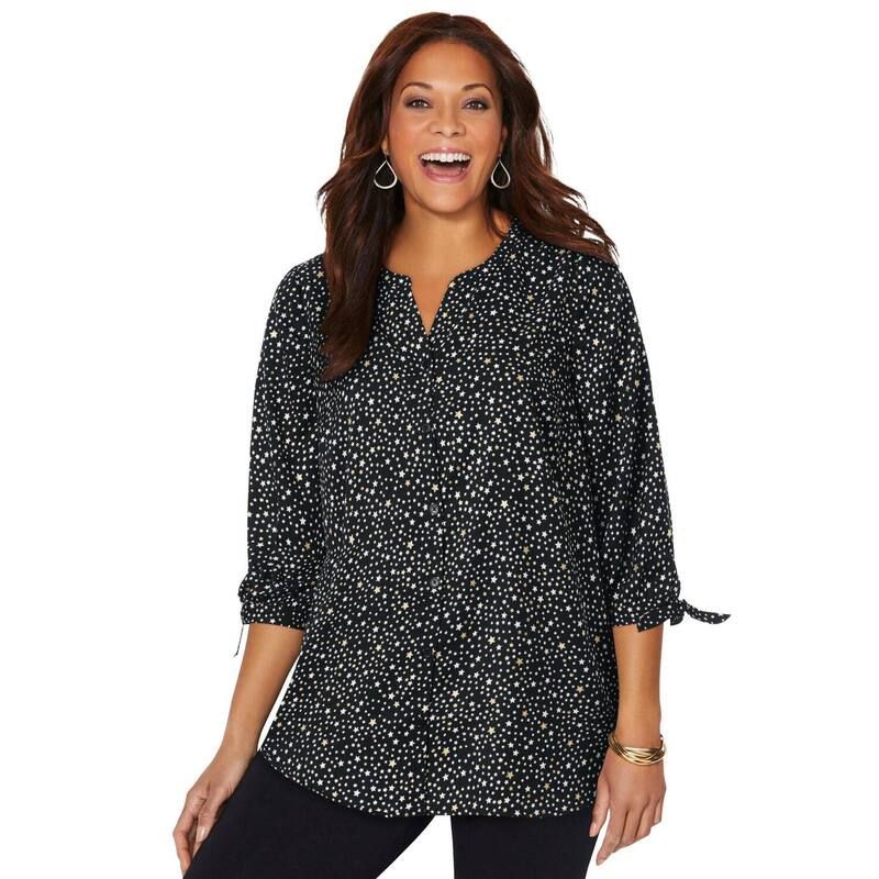キャサリンズ レディース トップス シャツ ジョーゼット プラスサイズ ブラウス Catherines Womens Plusize Georgette Buttonfrontie Sleeve Ca