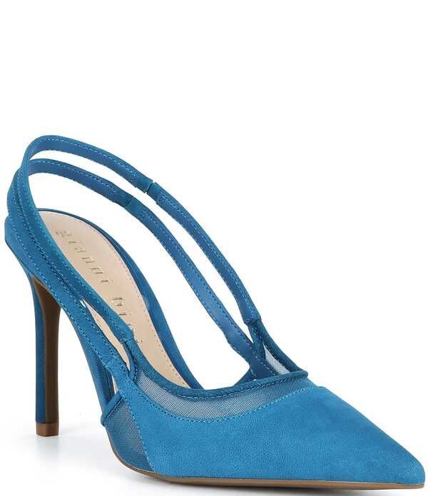 ジャンビニ レディース シューズ ヒール メッシュ スエード Gianni Bini Shara Suede Nubuck Mesh Trim Slingback Pumps Dangeroso Bl