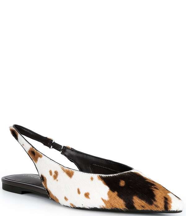ジャンビニ レディース シューズ パンプス プリント Gianni Bini Stefon Cow Print Haircalf Pointed Toe Slingback Dress Flats W