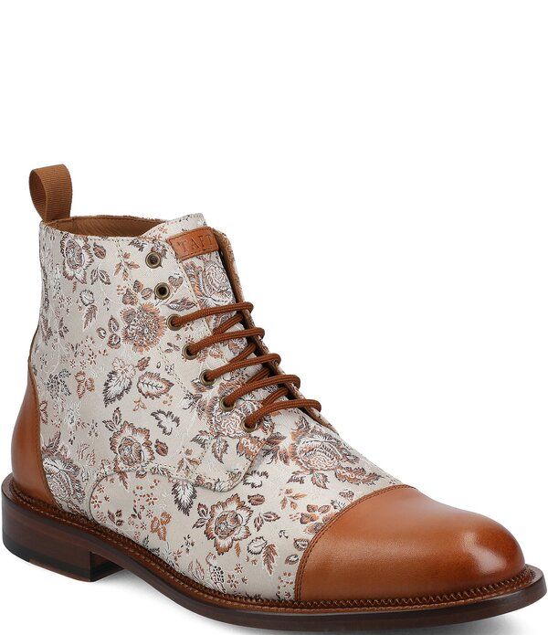 タフト メンズ シューズ ブーツ・レインブーツ フラワー柄 キャップ フラワー Taft Mens Jack Floral Jacquard Cap Toe Dress Boots Light Flo