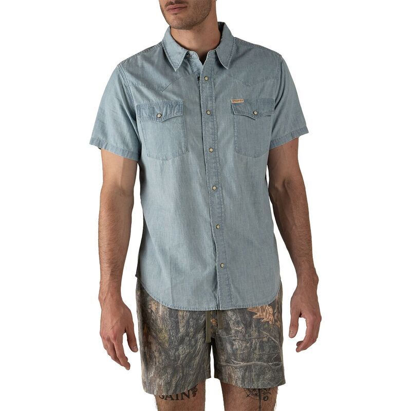 センデロプロビジョンズ メンズ トップス シャツ デニム Sendero Provisions Co The Wyatt Pearl Snap SS Denim Shirt Mens Washed I