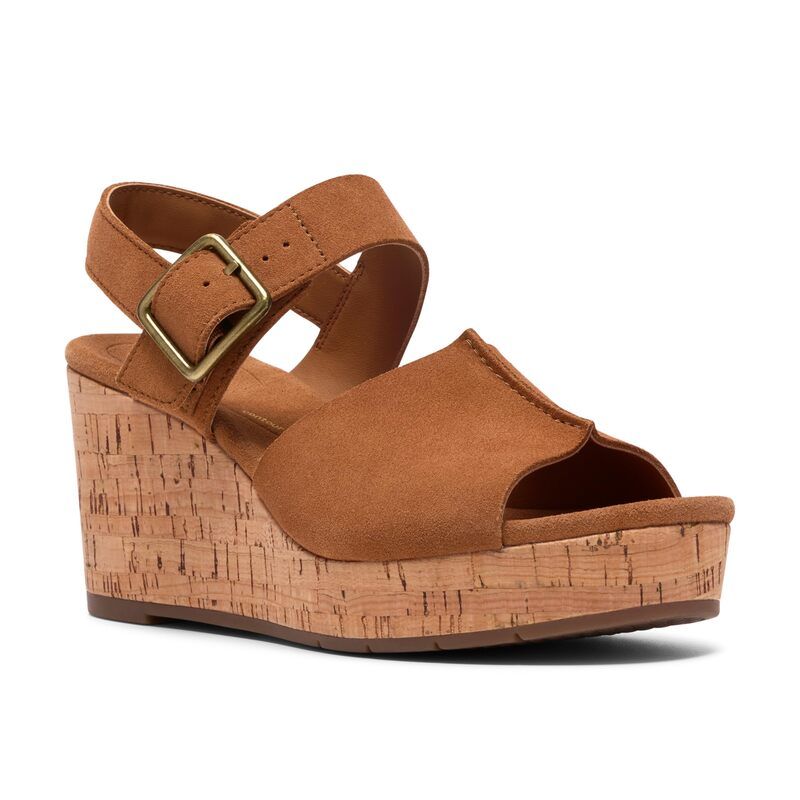 クラークス レディース シューズ ヒール Clarksabina Dream Tan Suede タン