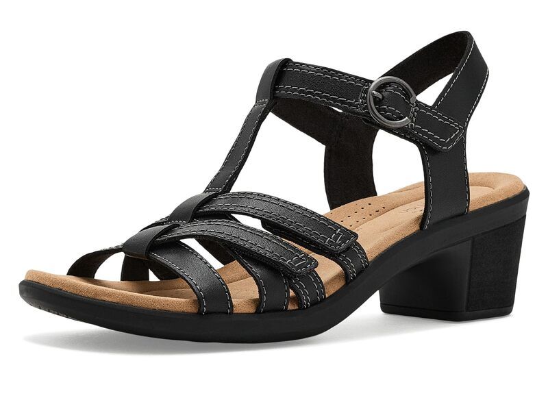 クラークス レディース シューズ ヒール Clarks Emily 2 Rose Black Leather ブラック