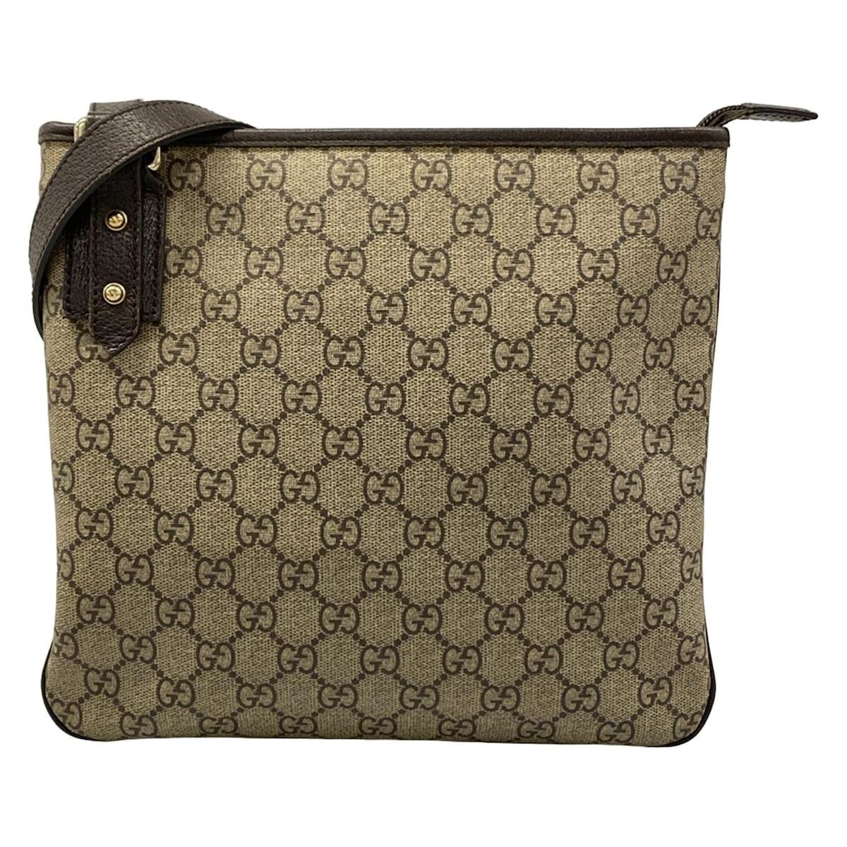 GUCCI(グッチ) ショルダーバッグ GGスプリーム 257246 ベージュ×ダークブラウン レザー