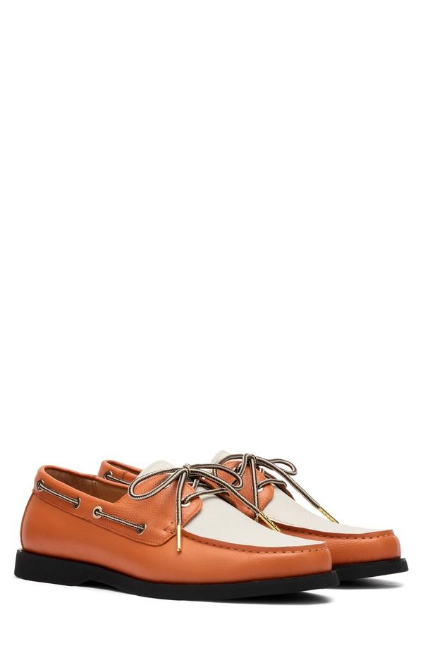 マークノーラン メンズ シューズ スリッポン・ローファー キャップ MARC NOLAN Capri Boat Shoe Orange White ホワイト