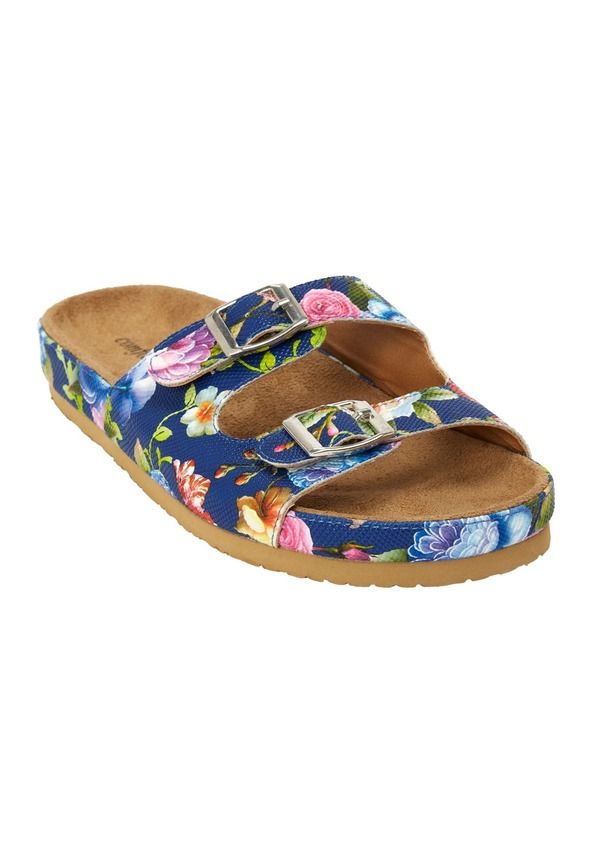 コンフォートビュー レディース シューズ ヒール サンダル レザー マキシ Comfortview The Maxi LeatherLike Adjustable Slip On Footbed Sa