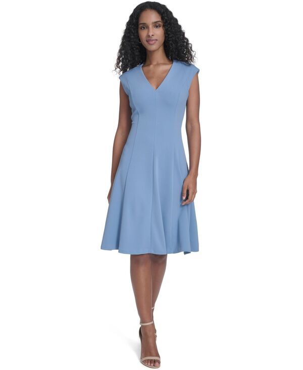 カルバンクライン レディース トップス ワンピース Vネックレープ Calvin Klein Womens Crepe VNeck Dress Bayou