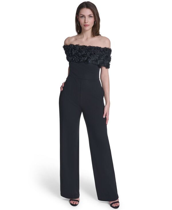 エリザジェイ レディース トップス ジャンプスーツ 半袖 Eliza J Womens OffTheShoulder ShortSleeve Jumpsuit Black ブラック
