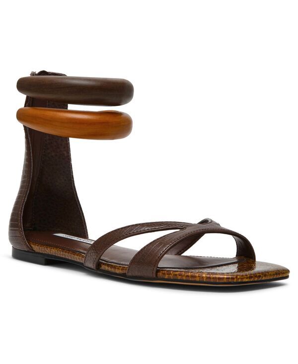 スティーブ マデン レディース シューズ サンダル Steve Madden Womens Olivia Embellished Bangle Full Zip Flat Sandals Brown