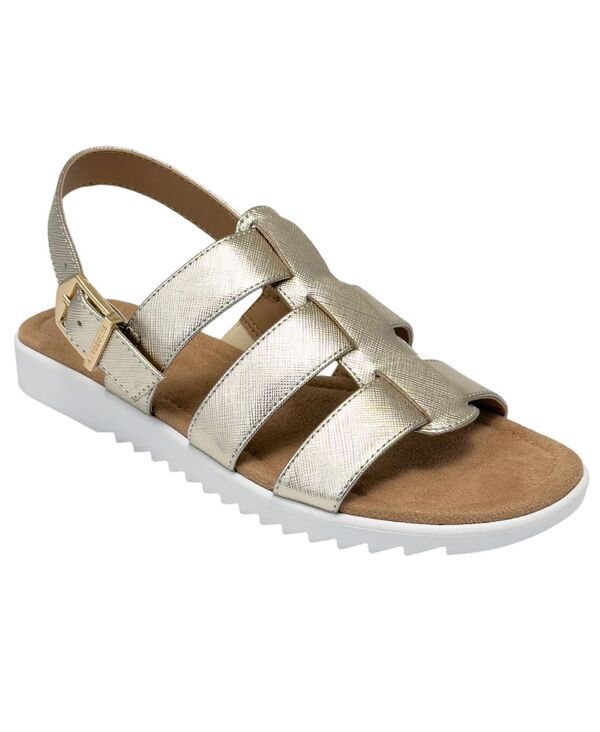 エアロソールズ レディース シューズ サンダル Aerosoles Womens Jara Fisherman Round Toe Sandalsoft Gold Faux Saffiano ゴールド