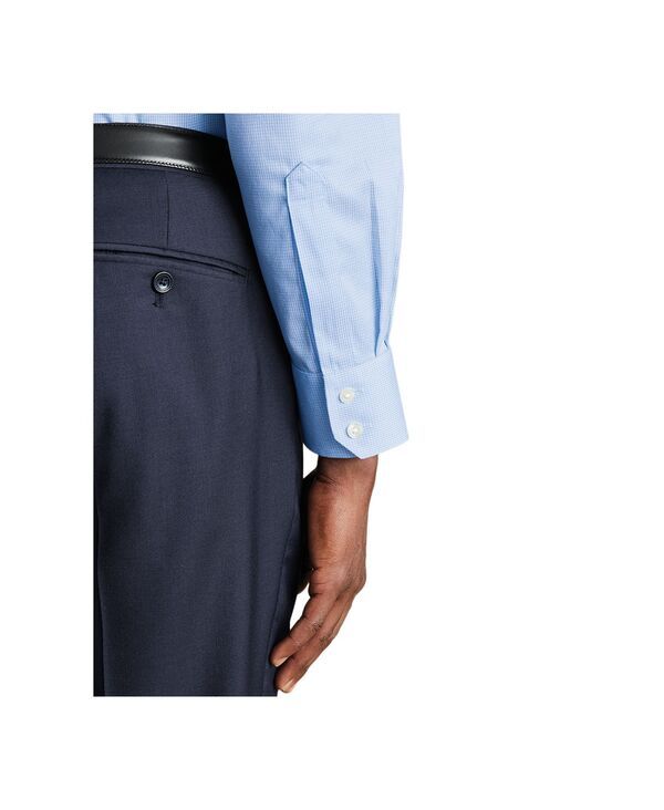 チャールズティリット メンズ トップス シャツ Charles Tyrwhitt MenslimFit NonIron Puppytooth Dresshirt Sky Blue ブルー｜詳細画像