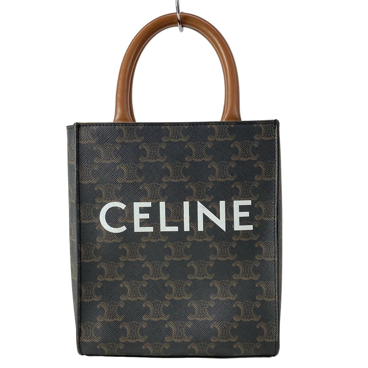 CELINE(セリーヌ) トートバッグ ミニ バーティカルカバ 黒×ダークブラウン レザー