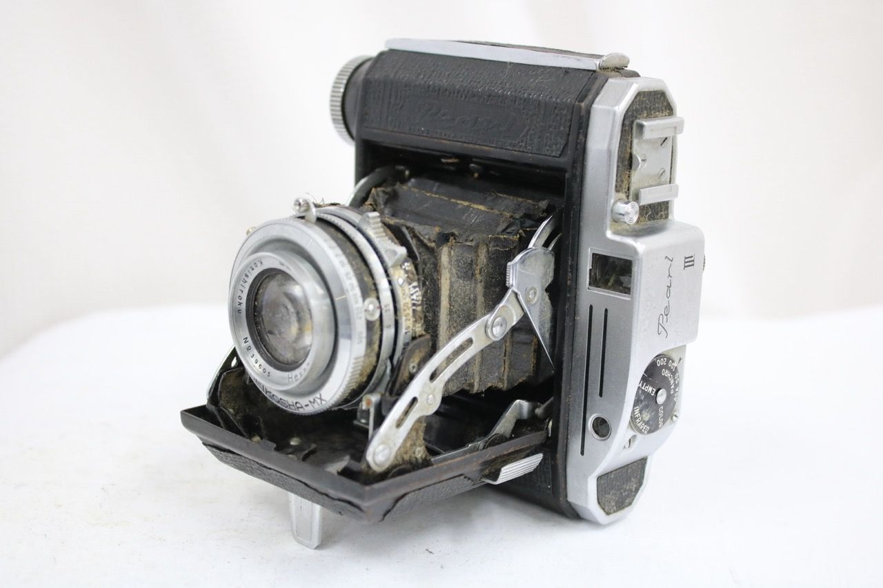 訳あり品】 小西六 Pearl III Hexar 75mm F3.5 蛇腹カメラ e14595