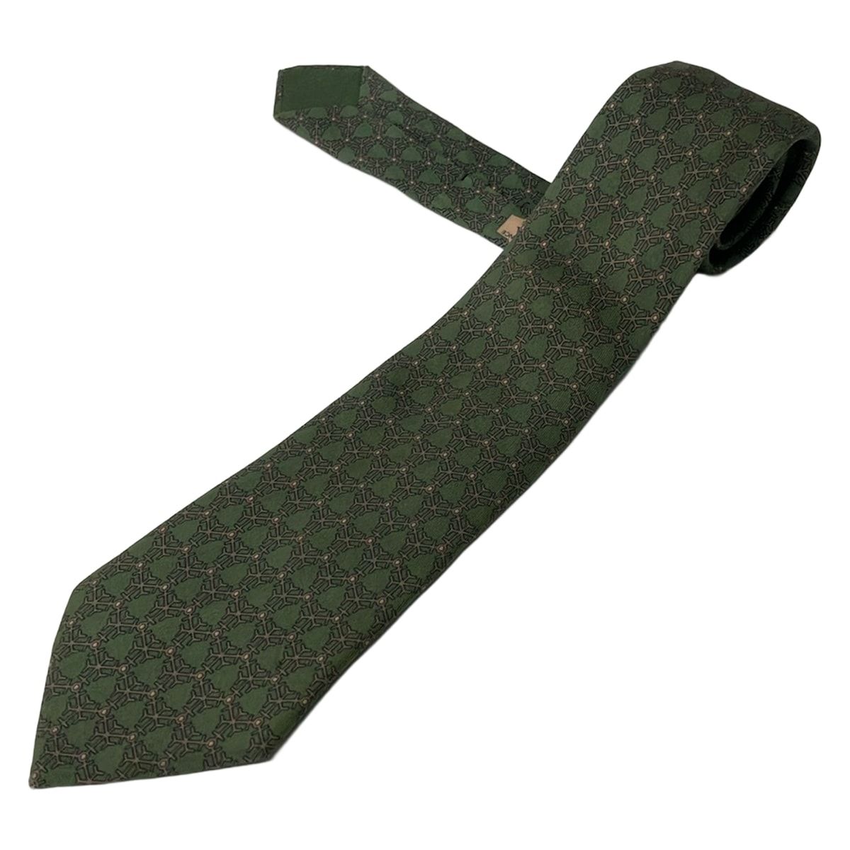 HERMES(エルメス) ネクタイ メンズ - グリーン×グレー シルク 15,540円