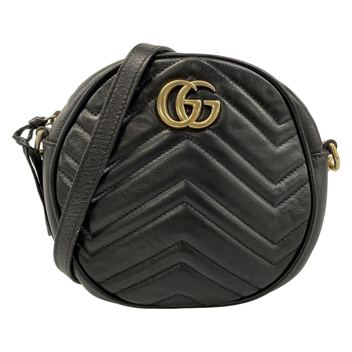 GUCCI(グッチ) ショルダーバッグ GGマーモント ラウンド ミニ ショルダー 550154 黒 チェーンショルダー/ハート レザー 47,820円