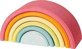 [Used] (Very Good) Grimm's Toy, Toy, Educational Toy, Building Blocks, Interior, Pretend Play, Rainbow, Height 9 x Width 17 x Depth 6.5 cm, Rainbow Tunnel, Large, Pastel