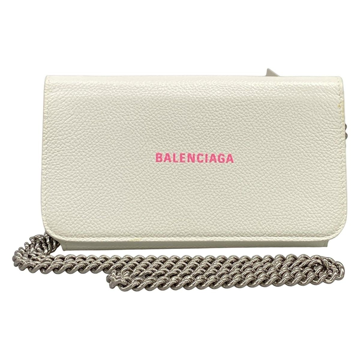 BALENCIAGA(バレンシアガ) ショルダーバッグ エブリデイ 593785 白×ピンク スマホポシェット/チェーンショルダー レザー