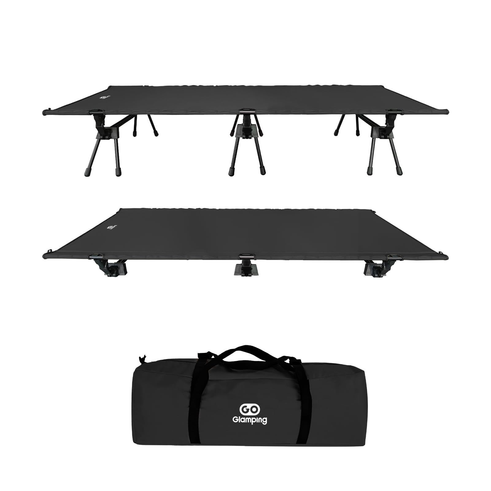 【数量限定】折りたたみベッド キャンプ キャンプ 耐荷重約150kg 高強度1000Dオックスフォード 安定感 折り畳みベッド テントコット アウトドア用 ハイ/ロー切替 防災 ソロ 自宅用 ワイド 会社用 コット 収納バッグ付き 日本語説明書付き コット2W