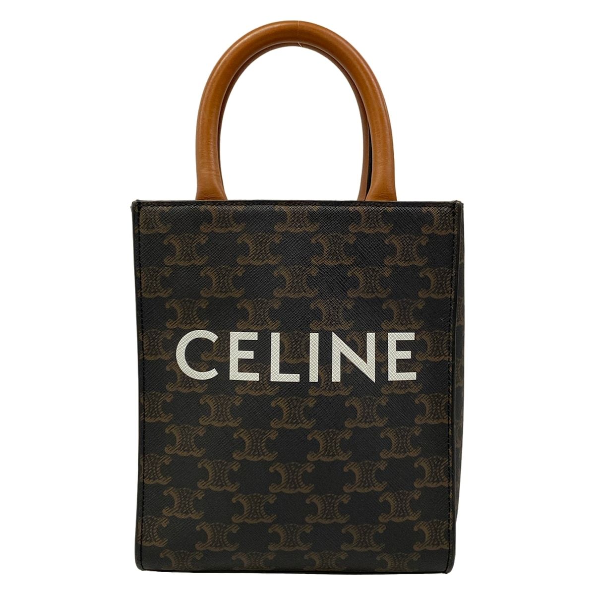 CELINE(セリーヌ) トートバッグ ミニ バーティカルカバ 黒×ブラウン