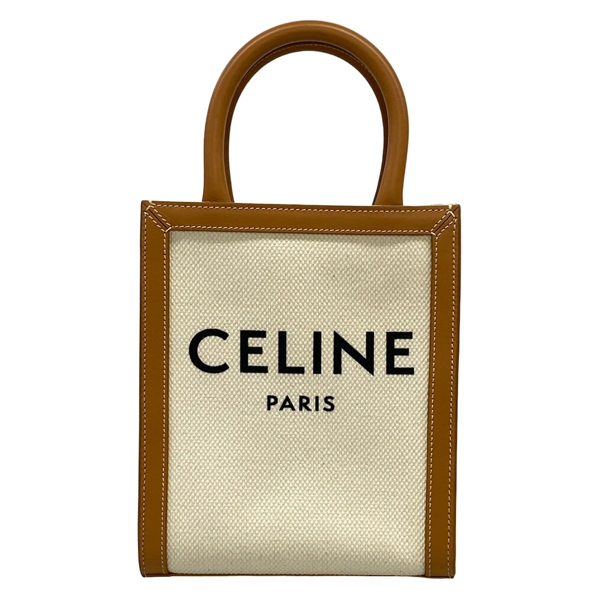 CELINE(セリーヌ) トートバッグ ミニ バーティカルカバ アイボリー×ブラウン レザー