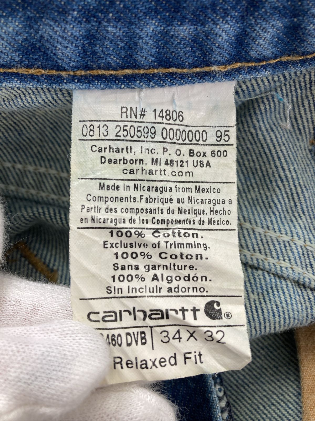 Carhartt カーハート デニムパンツ 34×32 ブルー フルレングス 無地