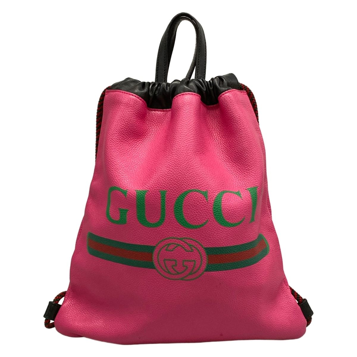 GUCCI(グッチ) リュックサック スモール ドロー ストリング バックパック 523586 ピンク×グリーン×マルチ 2way レザー