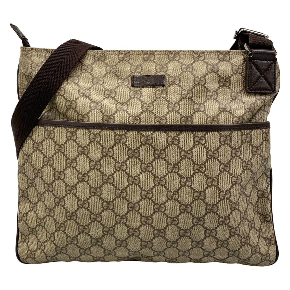 GUCCI(グッチ) ショルダーバッグ GGプラス・GGスプリーム 141198 ベージュ×ダークブラウン レザー