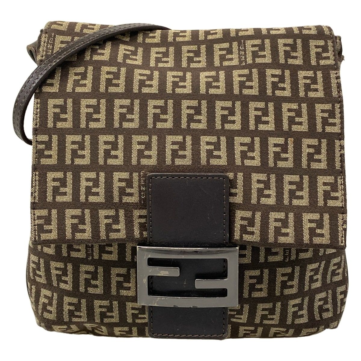 FENDI(フェンディ) ショルダーバッグ ズッキーノカムセポシェット 8BT075 ダークブラウン×ベージュ レザー