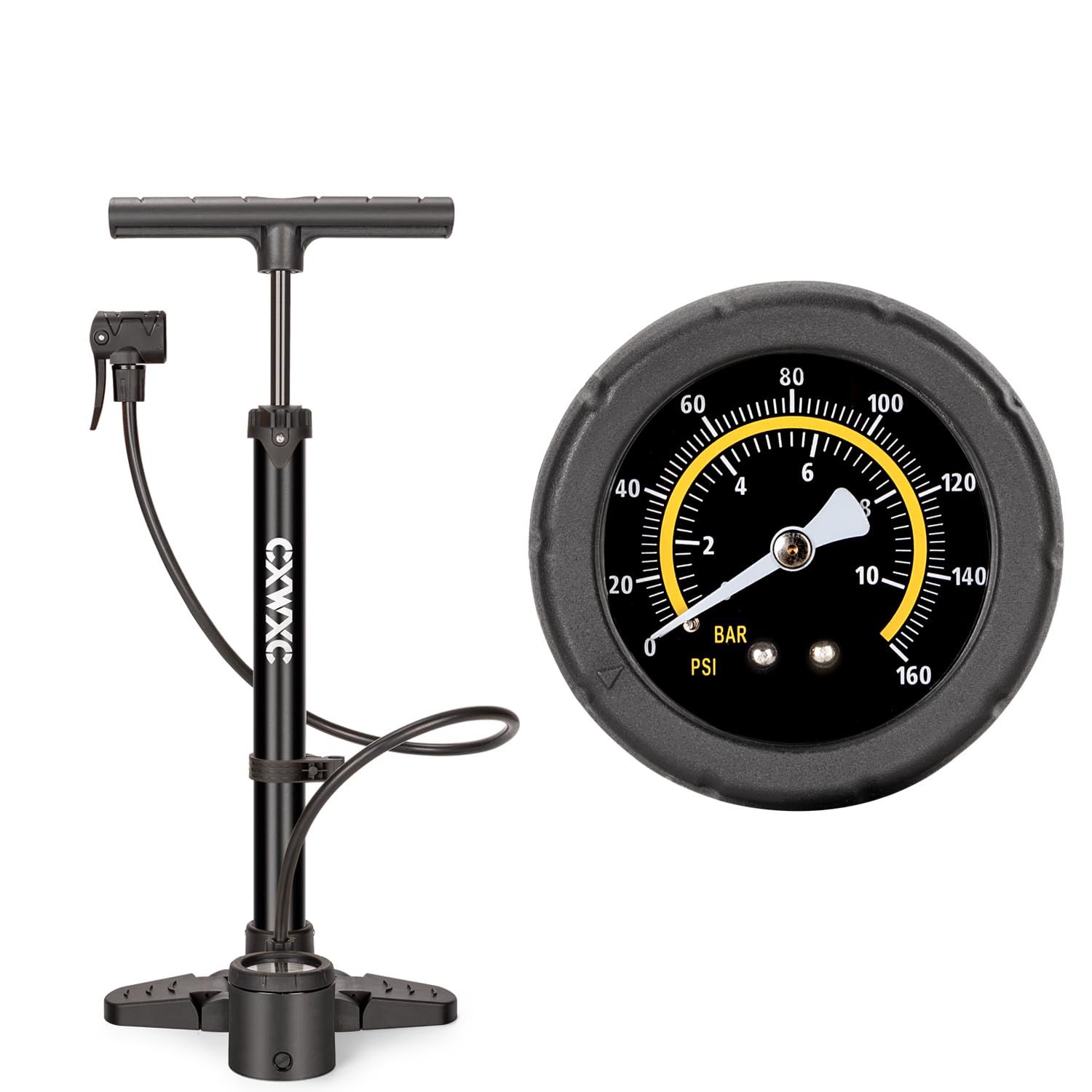 新品 CXWXC 自転車 空気入れ 仏式/英式/米式 全バルブ対応 ゲージ付