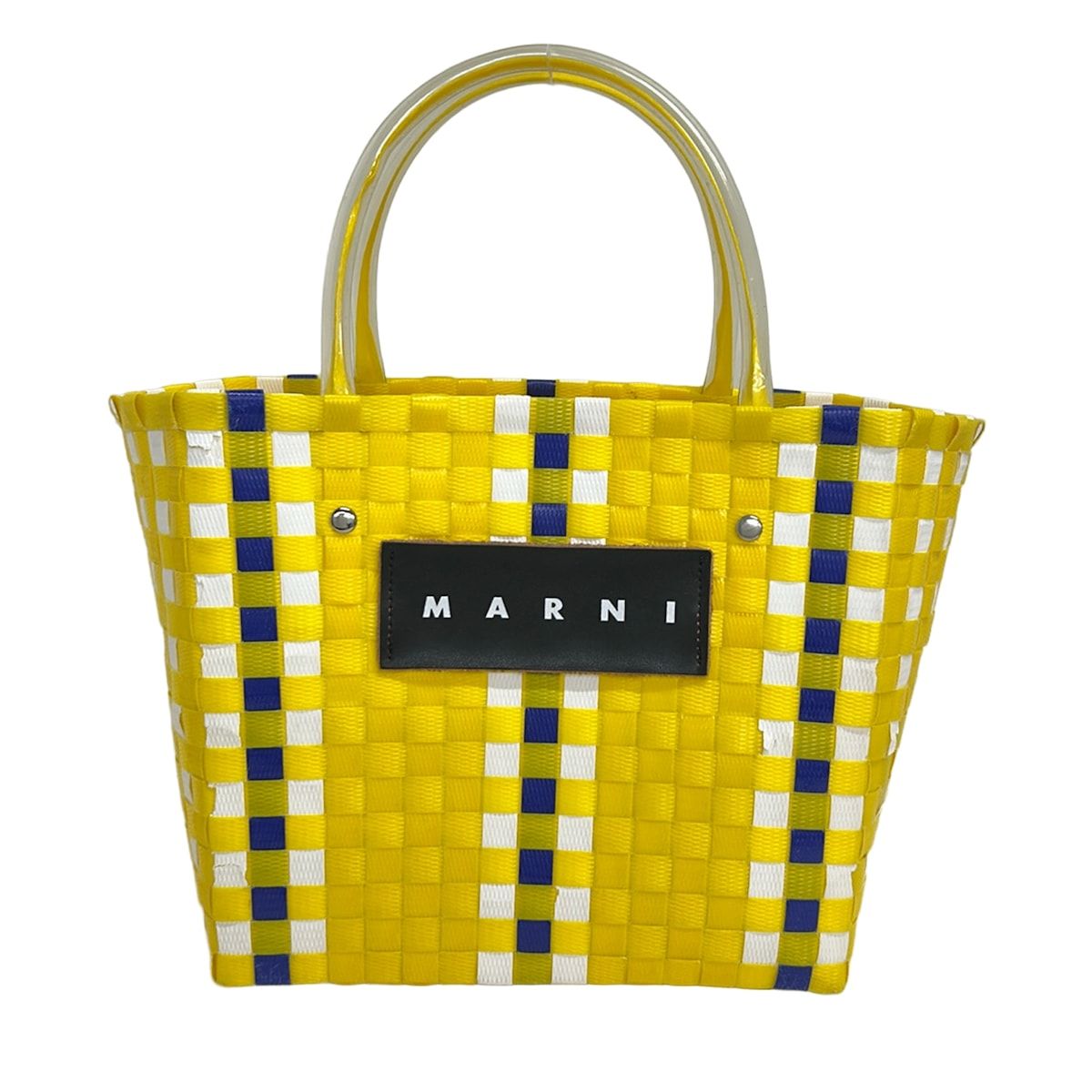 MARNI(マルニ) トートバッグ マルニマーケット イエロー×白×ネイビー かごバッグ