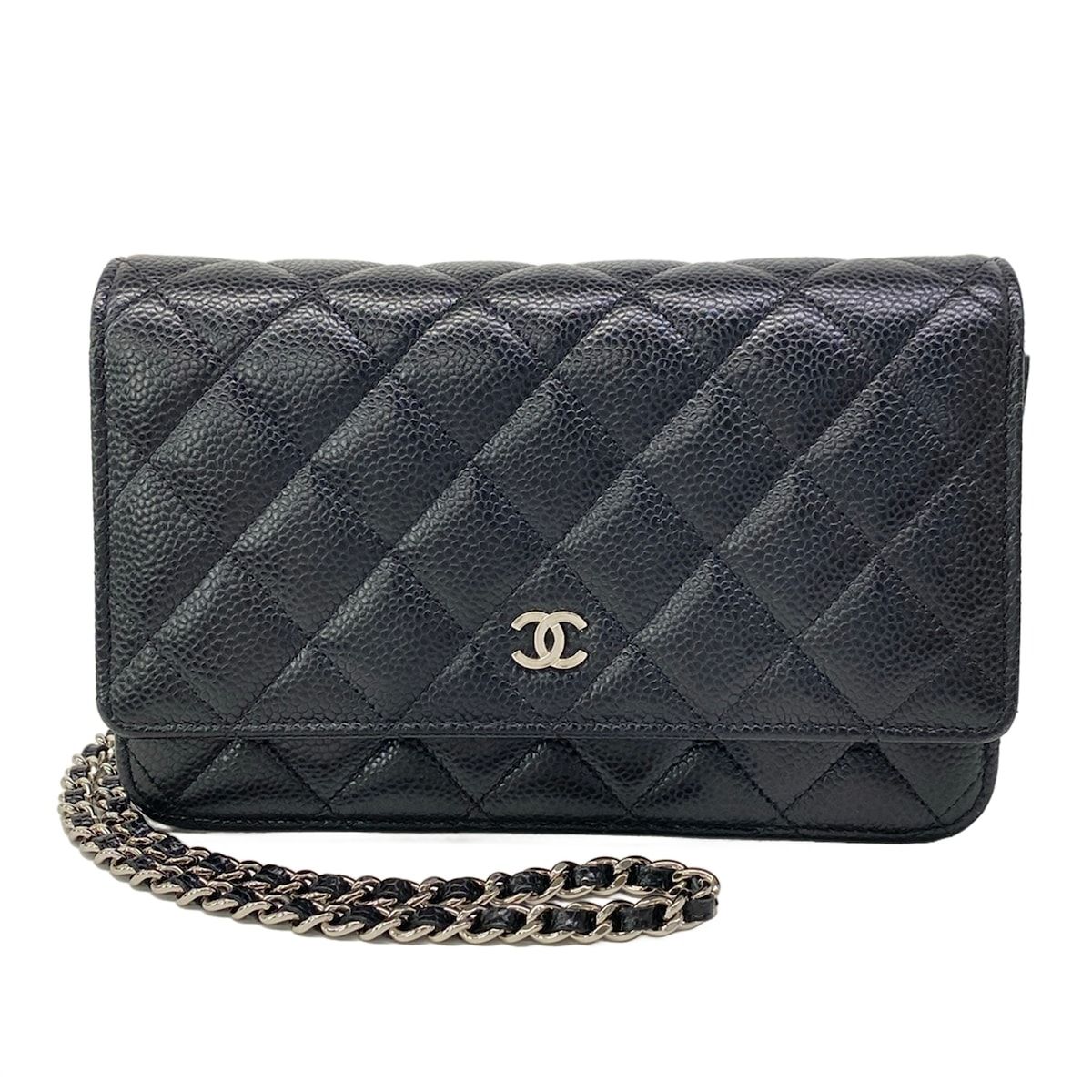 CHANEL(シャネル) 財布美品 マトラッセ AP0250 黒 チェーンウォレット/メタルシリアルプレート/シルバー金具