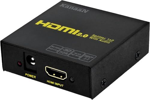 【4K@60Hz HDCP2.2解除版 2026新型】KanaaN hdmi 分配器 1入力2出力 同時出力 HDR10+/3D対応 PS5|Xbox|fire tvstick|HDTV|DVD| PCなど適用 日本語取説書24K金メッキe